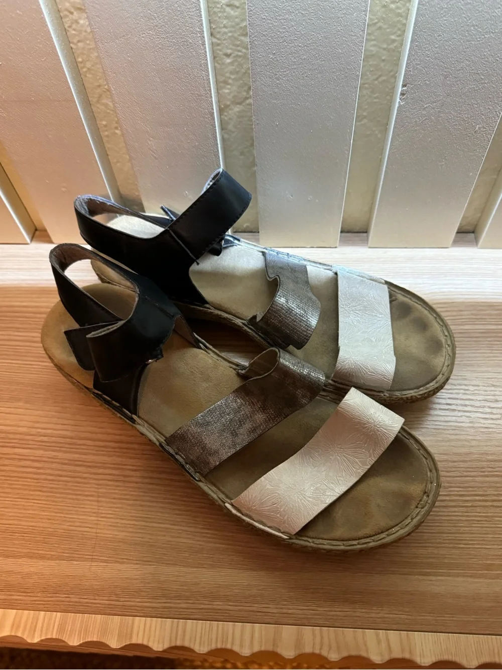 Rieker Antistress Metallic Gold Taupe Comfort Sandals Women's EU 40 US 8.5